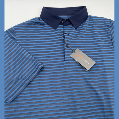 $104 KJUS Men’s Luis Stripe Comfort Golf Polo Shirt MG60-JO8-Atlanta Blue-Small
