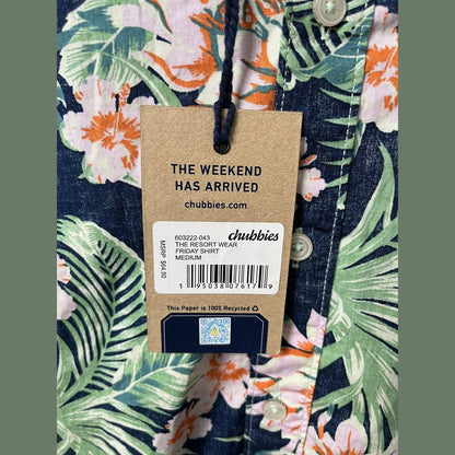 Chubbies Shirt Mens Blue Hawaiian The Resort Friday Pullover Floral-Medium - New