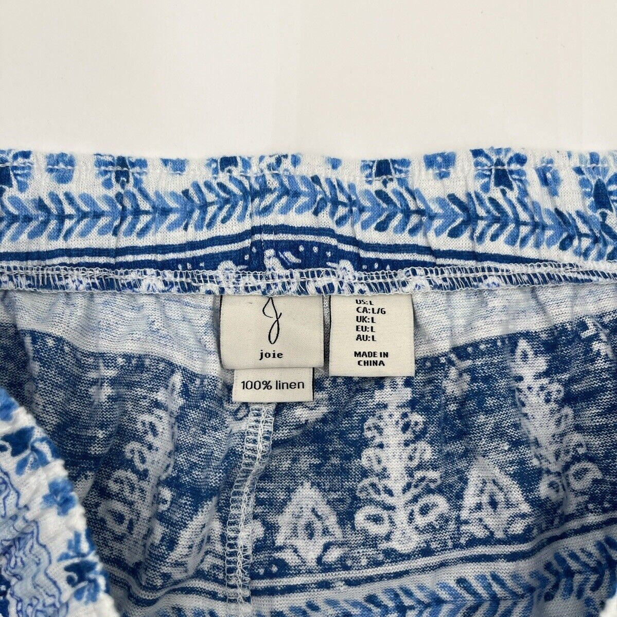 $79 Joie Women’s Linen Relaxed Fit Tassel Shorts Olivia Floral Blue- Large- New