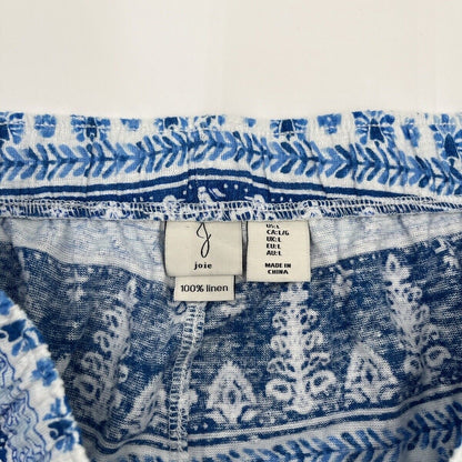 $79 Joie Women’s Linen Relaxed Fit Tassel Shorts Olivia Floral Blue- Large- New