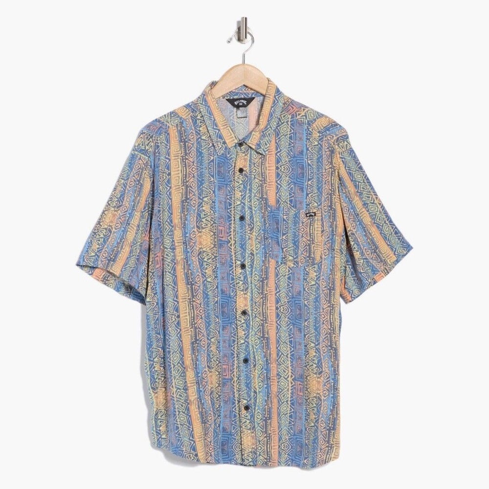 $66 BILLABONG Men's Patrick Short Sleeve Button Shirt- Multi - Large-New