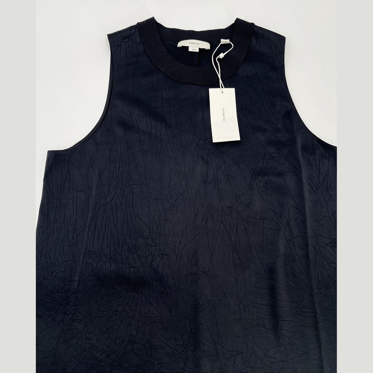 $275 Vince Women’s Sleeveless Satin Blend Top VX943612636- Black- Medium-New Tag