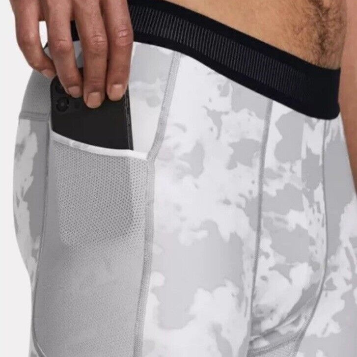 Under Armour Men's ColdGear Infrared Printed Leggings 1381747-Grey Camo-Large