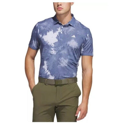$65 Adidas Men's Flower Mesh Golf Polo Shirt -White/Collegiate Navy- Small -New