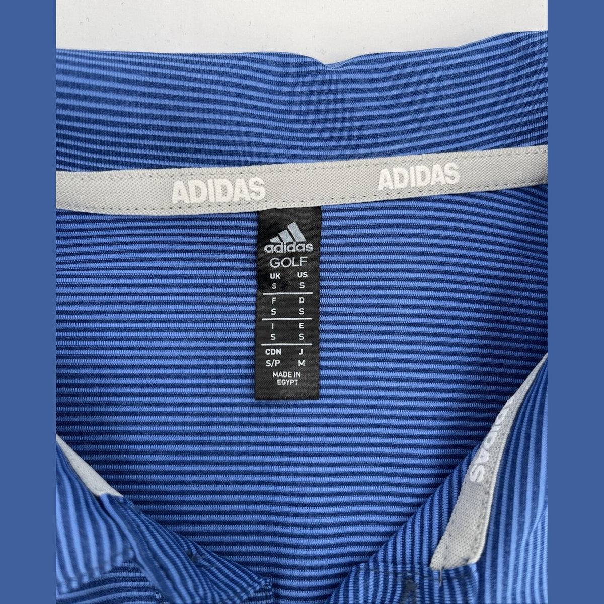 $65 Adidas Men’s Ottoman Pencil Stripe Polo Shirt ADVR0875-Crew Blue-Small-New