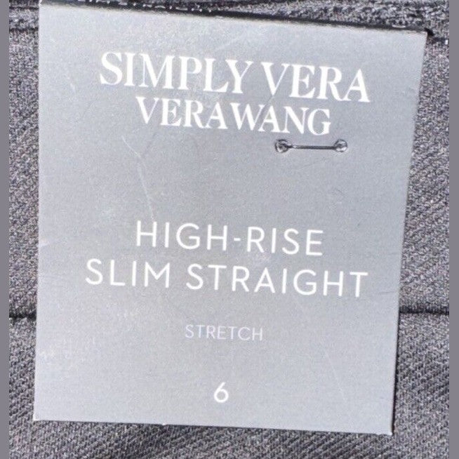 Simply Vera Wang Women’s High Rise Slim Straight Pants- Black-Size: 6 New