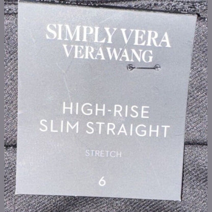 Simply Vera Wang Women’s High Rise Slim Straight Pants- Black-Size: 6 New
