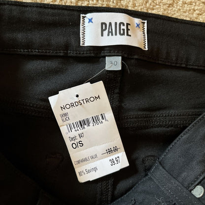 PAIGE Women’s Margot Ankle Denim Jeans  On Purpose Knee Holes-Black- 30W- New