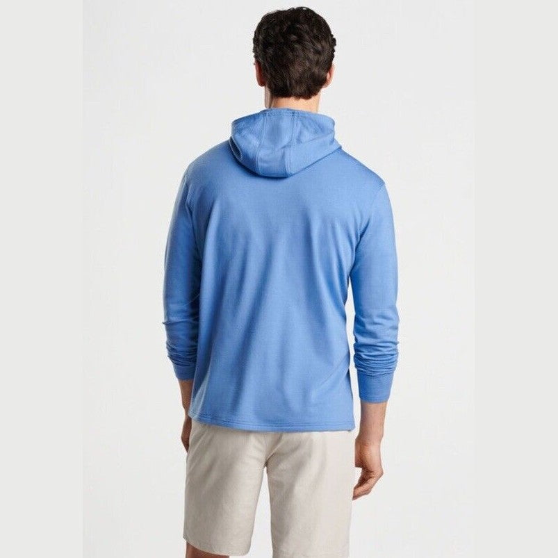 $200 Peter Millar Men’s Pine Performance Hoodie Pullover-Starboard Blue-Small
