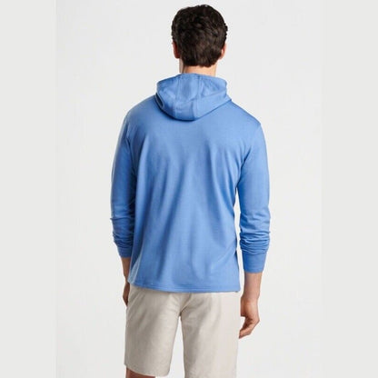 $200 Peter Millar Men’s Pine Performance Hoodie Pullover-Starboard Blue-Small