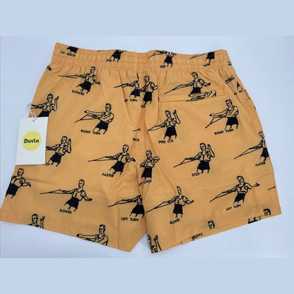 $65 Duvin Design Men's Waterski Swim Trunk Shorts -Yellow/Black-Size: Medium-NEW
