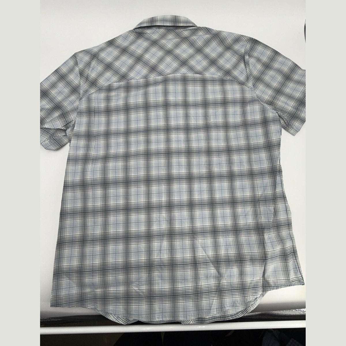 Simms Men's Stone Cold Short Sleeve Shirt - Steel Blue Storm Ombre Plaid-Medium