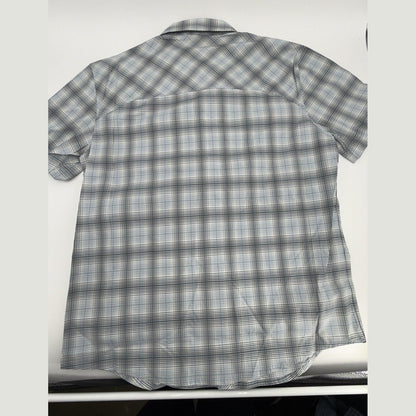 Simms Men's Stone Cold Short Sleeve Shirt - Steel Blue Storm Ombre Plaid-Medium