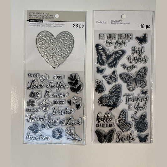 Lot Of 2 Recollections Poly Clear Photopolymer Stamps - Combo Lot