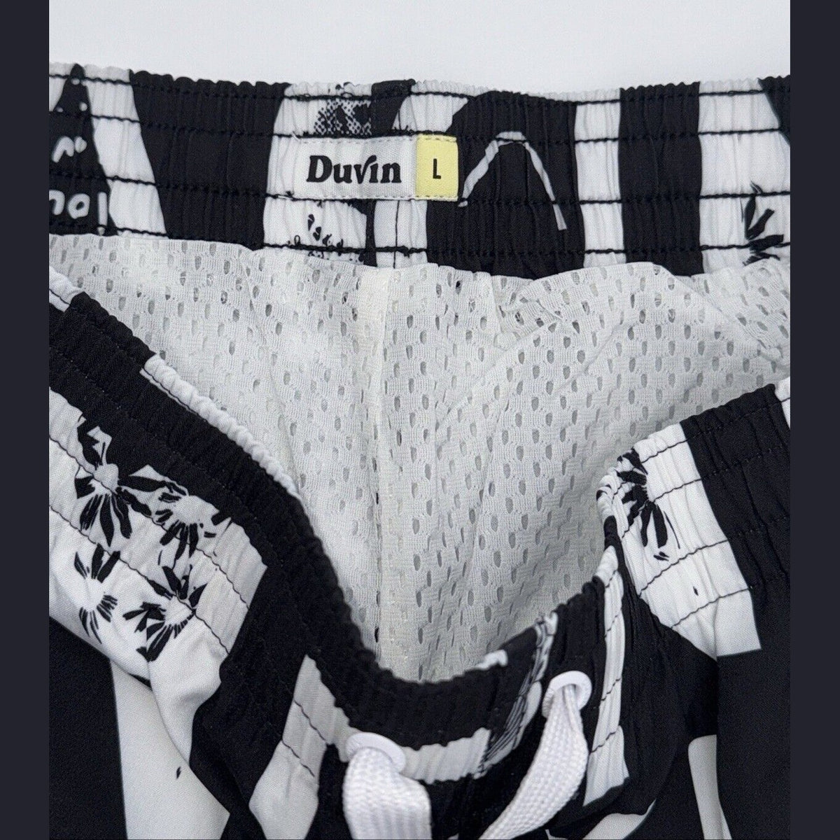 $65 Duvin Design Men's Cactus Swim Trunk Shorts - Black/White - Size: Large -NEW
