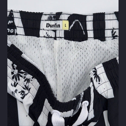 $65 Duvin Design Men's Cactus Swim Trunk Shorts - Black/White - Size: Large -NEW