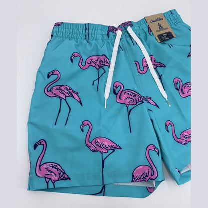 $70 Chubbies The Beach Retreat 5.5" Inseam Swim Trunks-Aqua/Pink -Small -New Tag