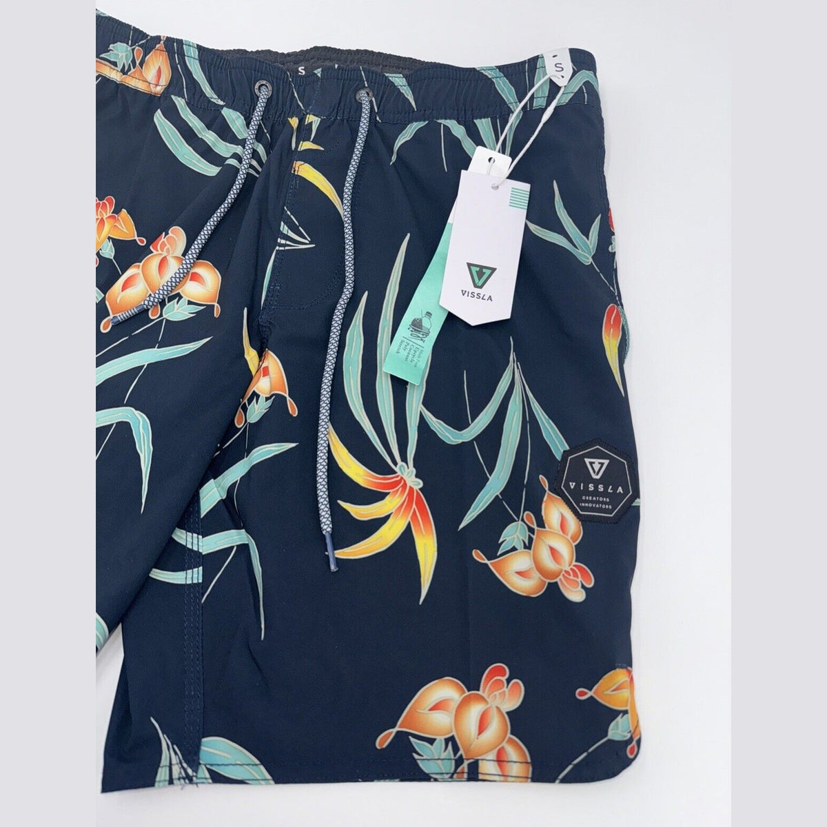 $60 Vissla Men’s Shoots Ecolastic Volley 17.5” Board Shorts-  Navy - Small -New