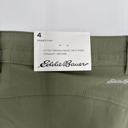 $70 Eddie Bauer Women's Rainier Stretch Hiking Curvy Pants - Sprig -Size: 4- New