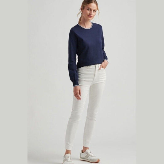 $150 Peter Millar Women's Karlie Stretch Sateen High Rise Pant-White-Size 10-NEW