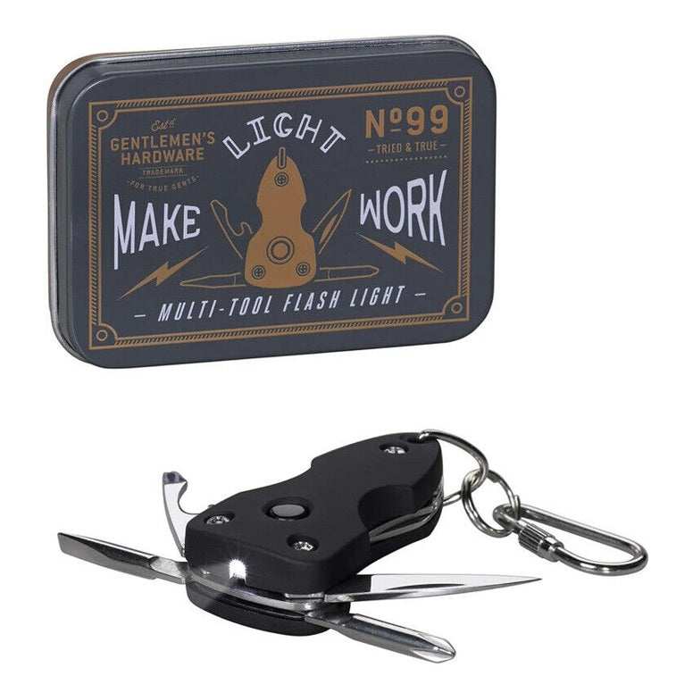 Wild & Wolf Gentlemen's Hardware Multi-Tool Flashlight, Knife, Screwdriver, Etc.