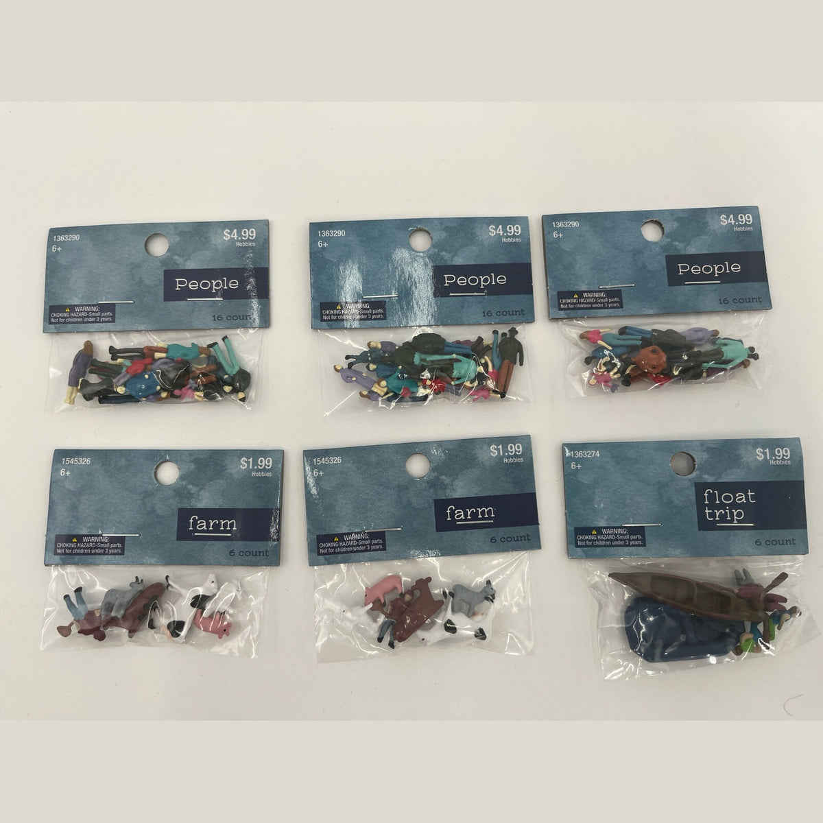 6 Pack Lot Of Mini Figures From Hobby Lobby- 3 People, 1 Float, 2 Farm- Deal!