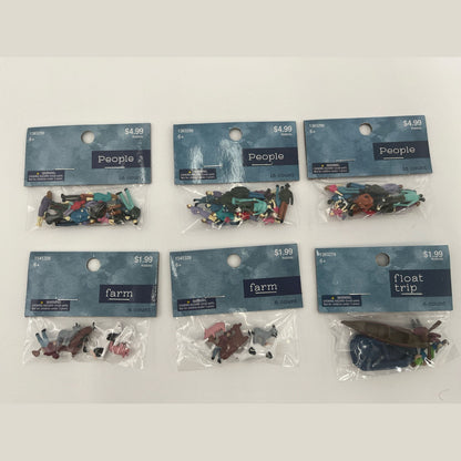 6 Pack Lot Of Mini Figures From Hobby Lobby- 3 People, 1 Float, 2 Farm- Deal!
