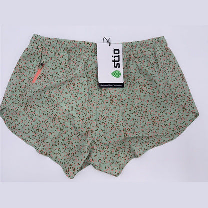 $79 Stio Women’s Speckles Athletic Lined 3" Run Shorts- Lichen Green-Medium-New
