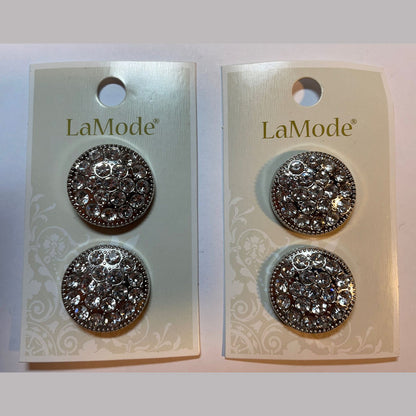 Lot Of 2 Cards La Mode rhinestones 7/8”  Buttons 400060069 Flower 2-Count