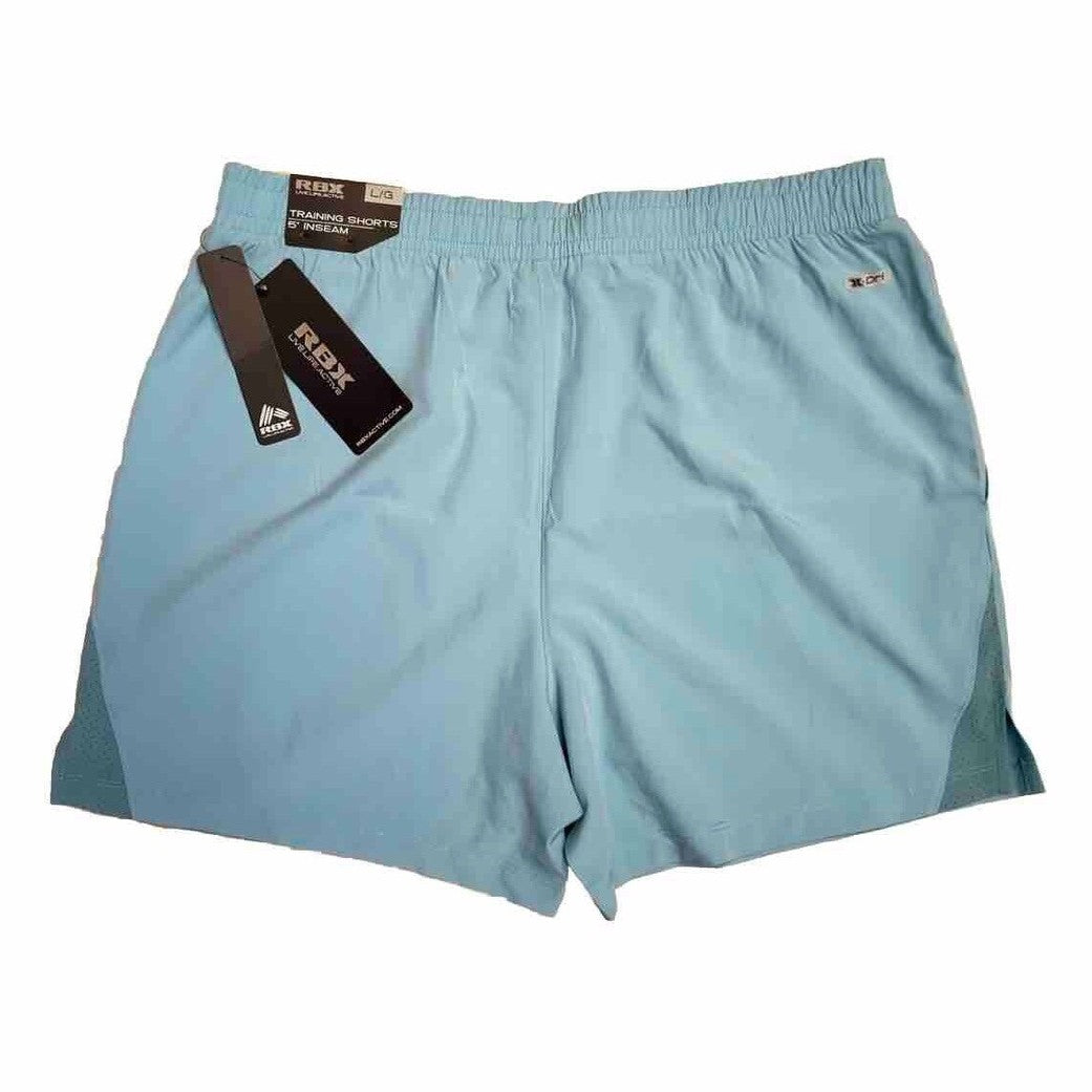 $58 RBX Men’s 5” Training Shorts - Aqua- Large