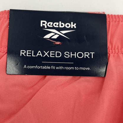 $45 Reebok Women's Track Running Shorts Relaxed Fit Mid-Rise-Strawberry-Large
