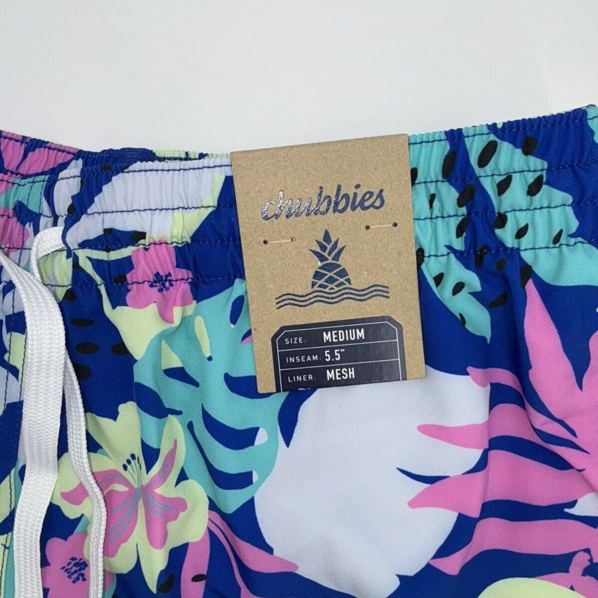 $70 Chubbies The Floral Surprise 5.5" Inseam Swim Trunks- Multi -Medium-New Tag