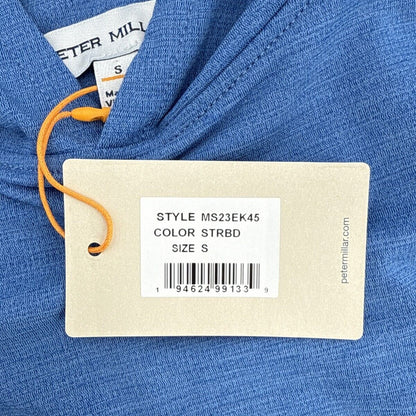 $200 Peter Millar Men’s Pine Performance Hoodie Pullover-Starboard Blue-Small