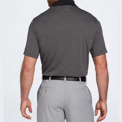 Walter Hagen Men’s Essentials Stripe Golf Shirt Polo-Black/Grey-Small-New Tag$60