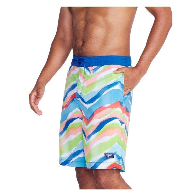 $62 Speedo Men’s Bondi 9""  Comfort Stretch Lined Boardshorts-Multi-Medium-New