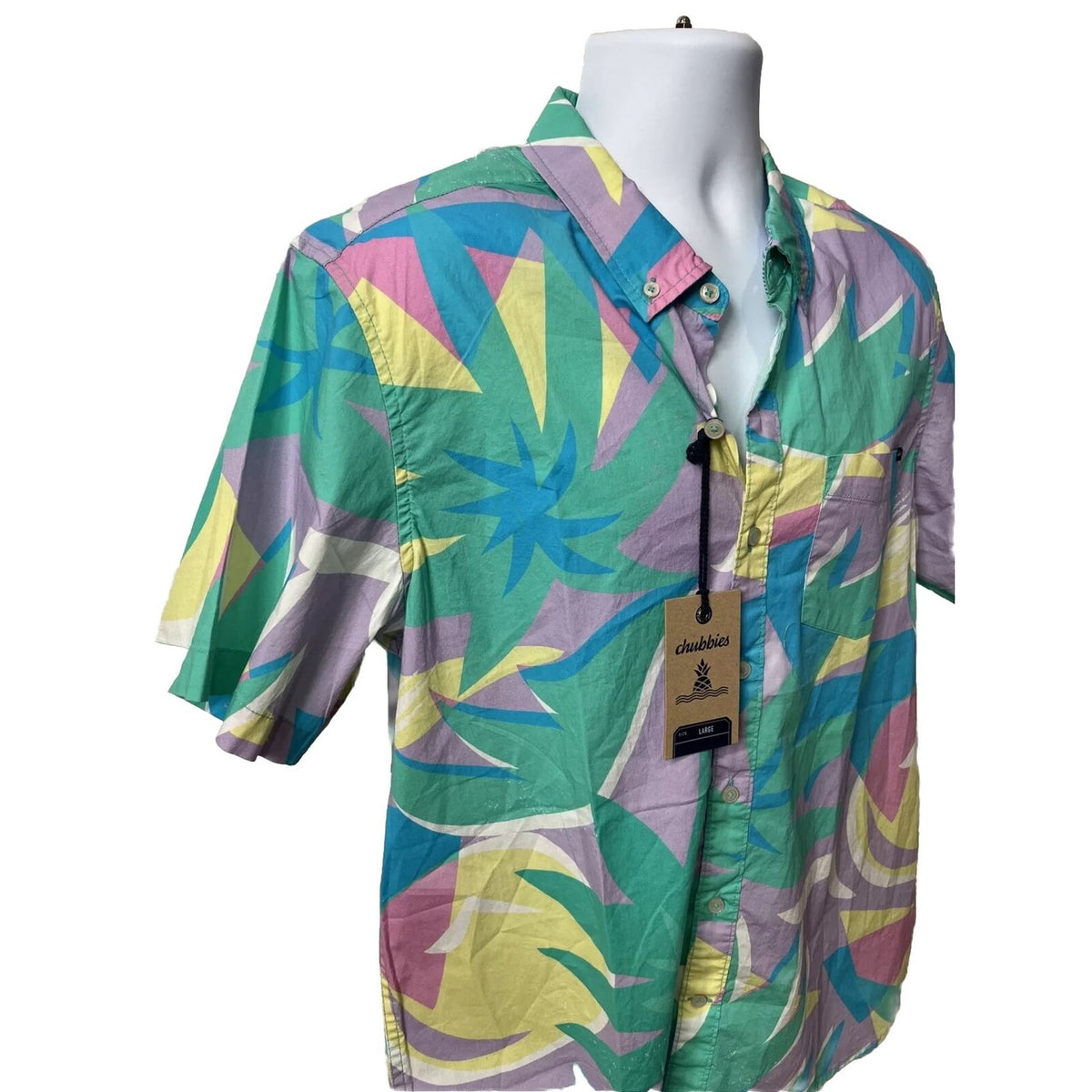 Chubbies Men’s Shirt The Surfside Friday Shirt-Multi -Large- New Tag $65