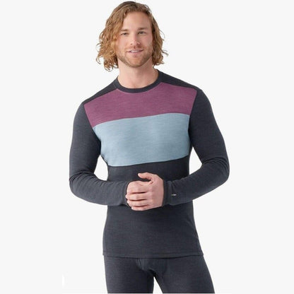 $115 SMARTWOOL Men’s Classic Thermal Merino Base Layer Crew Top-Colorblock-Small