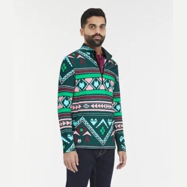 $200 Greyson Golf Pullover Sequoia Ghostwolf Print 1/4 Zip-Multicolor-Medium NWT