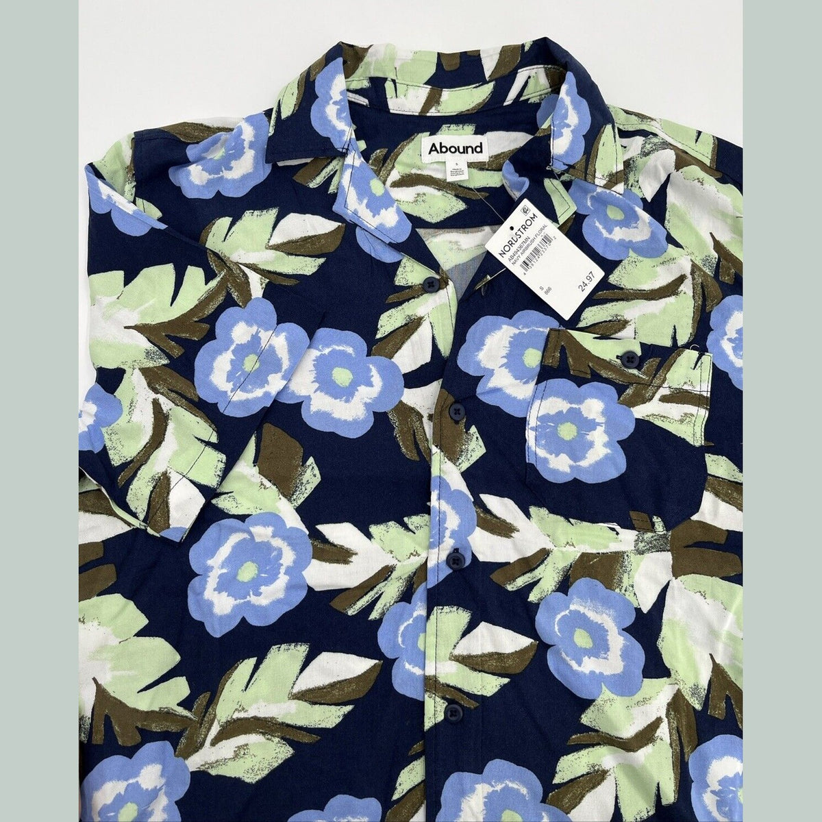Abound By Nordstrom Men’s Button Soft Shirt-Navy Airbrush - Small- NEW Tag