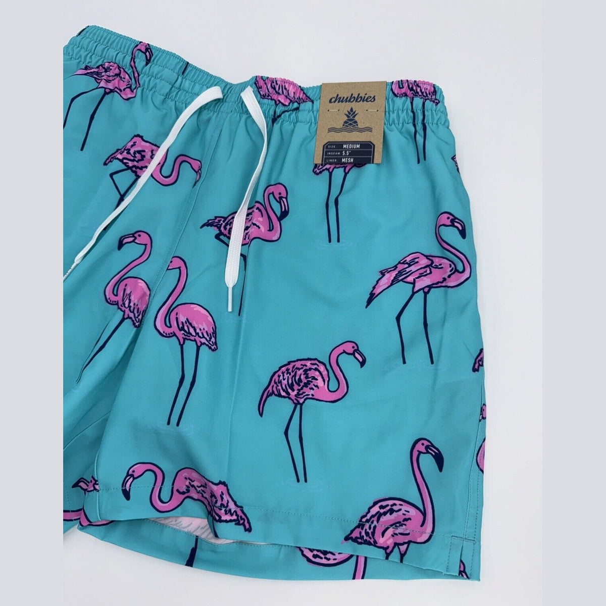 $70 Chubbies The Beach Retreat 5.5" Inseam Swim Trunks-Aqua/Pink-Medium -New Tag