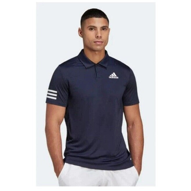 $65 Adidas Men’s Polo Shirt 3 Stripe Regular Fit Performance Golf-Navy-Medium