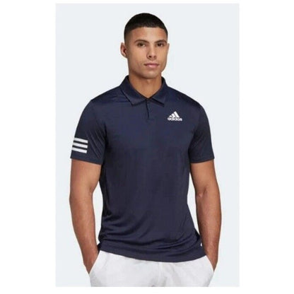 $65 Adidas Men’s Polo Shirt 3 Stripe Regular Fit Performance Golf-Navy-Medium