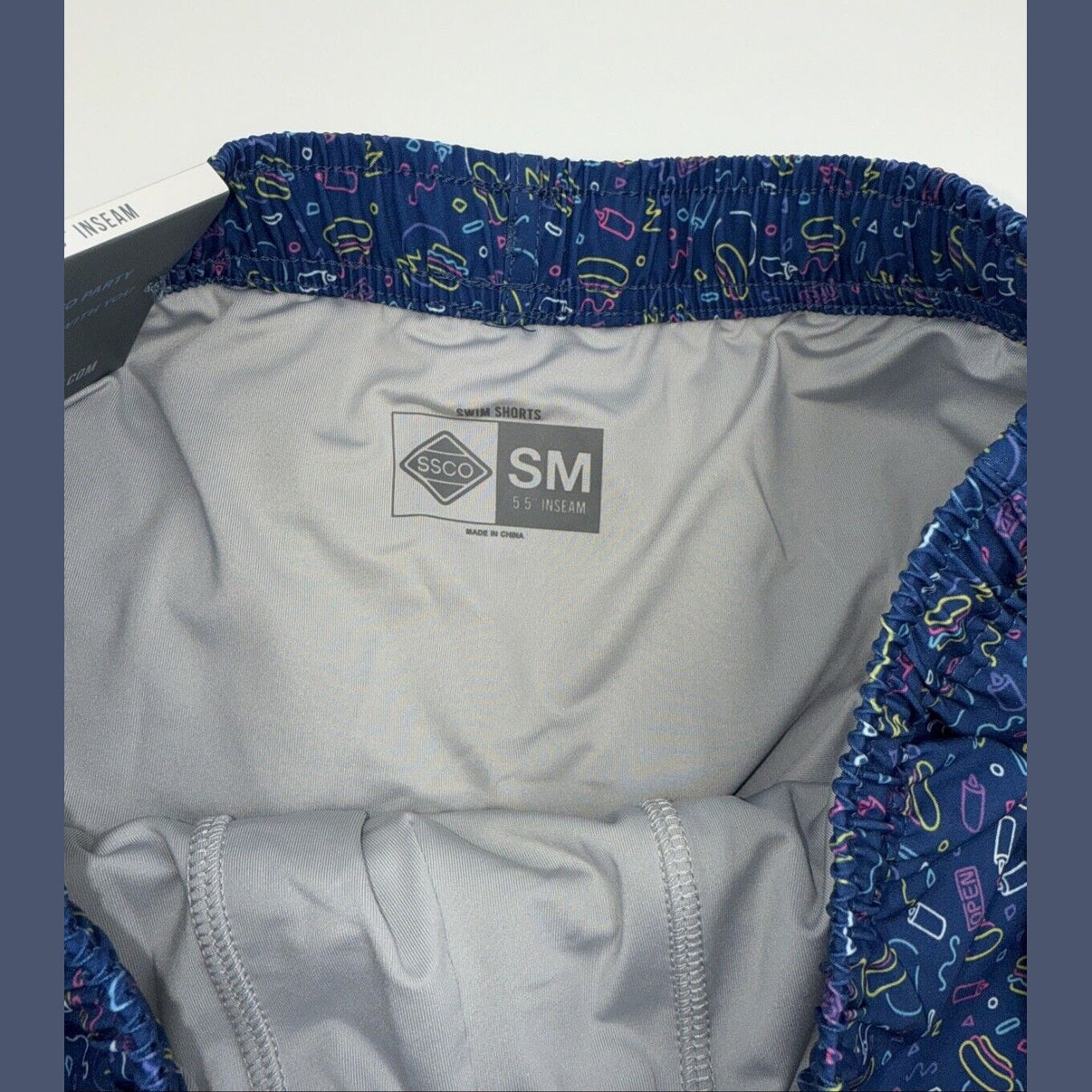 $68 SSCO Southern Shirt Co. Men’s Lined 5.5"  Swim Trunks-Open Late-Small-New