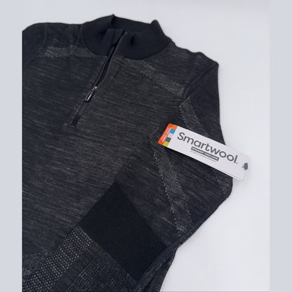 $140 Smartwool Women’s Intraknit Thermal Merino Base Layer 1/4 Zip-Black-Medium