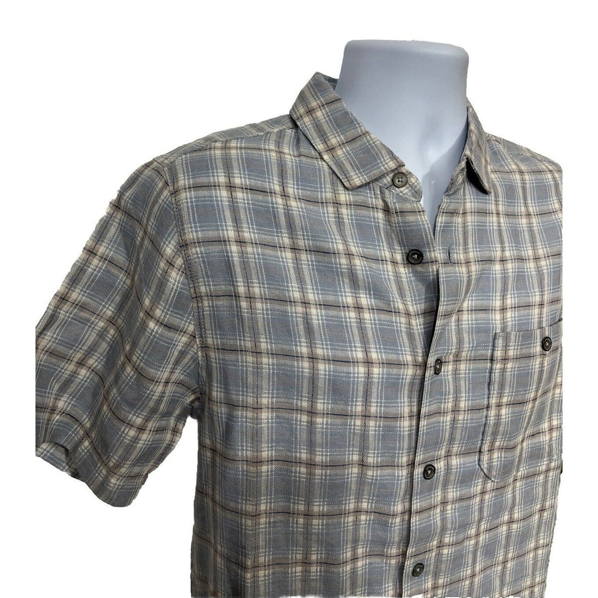 $85 Jeremiah Men’s Woven Short Sleeve Button Up Shirt Check-Light Blue-Small-New