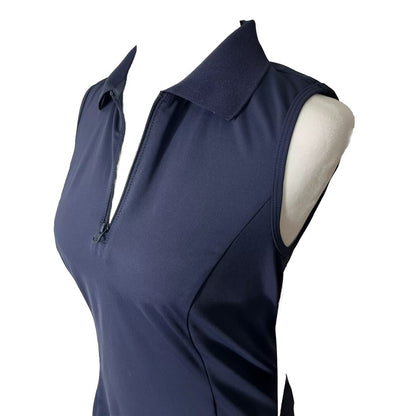 Foray Golf Women’s Zip front sleeveless Polo Shirt-Navy- Small-NEW Tag $130