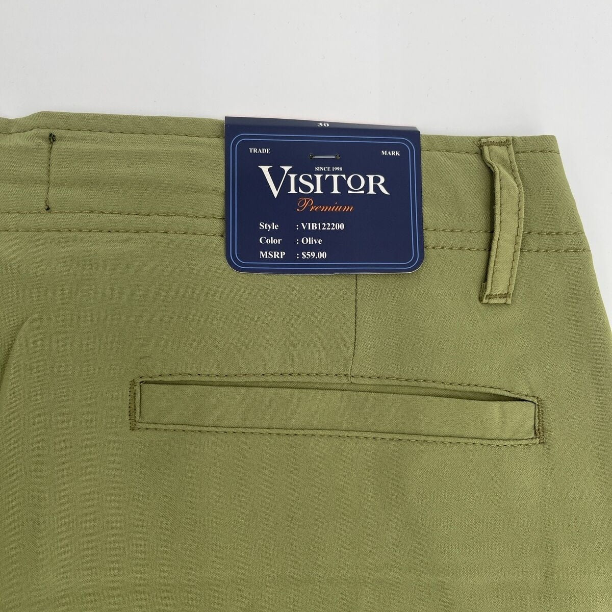 $59 Visitor Men’s Dressy/Casual Micro Light Comfy Shorts -Olive Green-Size: 30”