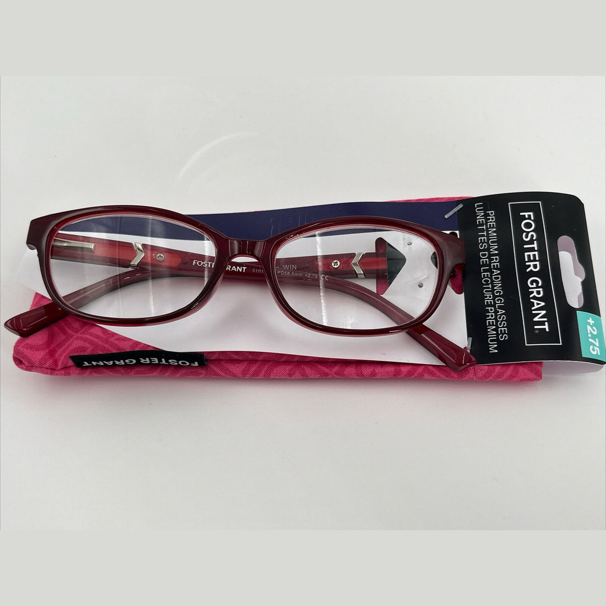 FOSTER GRANT Parissa Unisex Fashion Maroon Reading Glasses +2.75 Retail $25.99