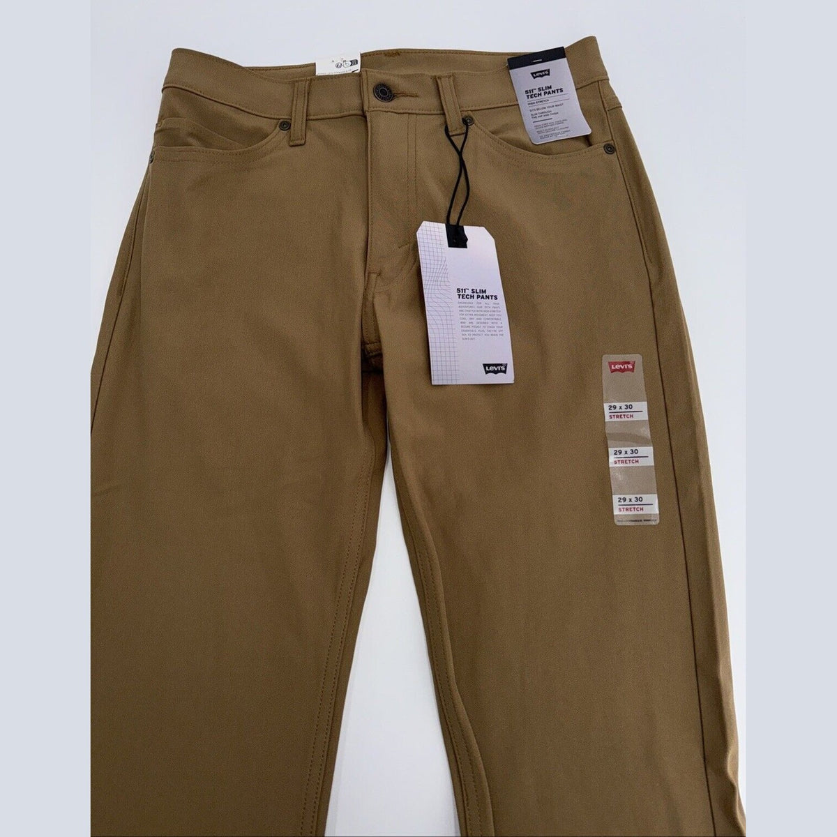 $70 Levi's Men's 511 Slim Tech Pants Stretch A92130010- Tan - 29W 30L - New Tag