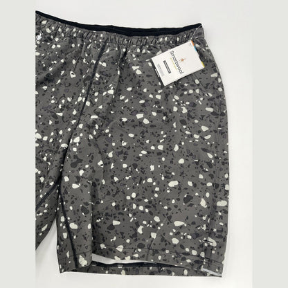 $75 Smartwool Men’s Merino Sport Lined Run Hike Shorts- Black Print-Small-New
